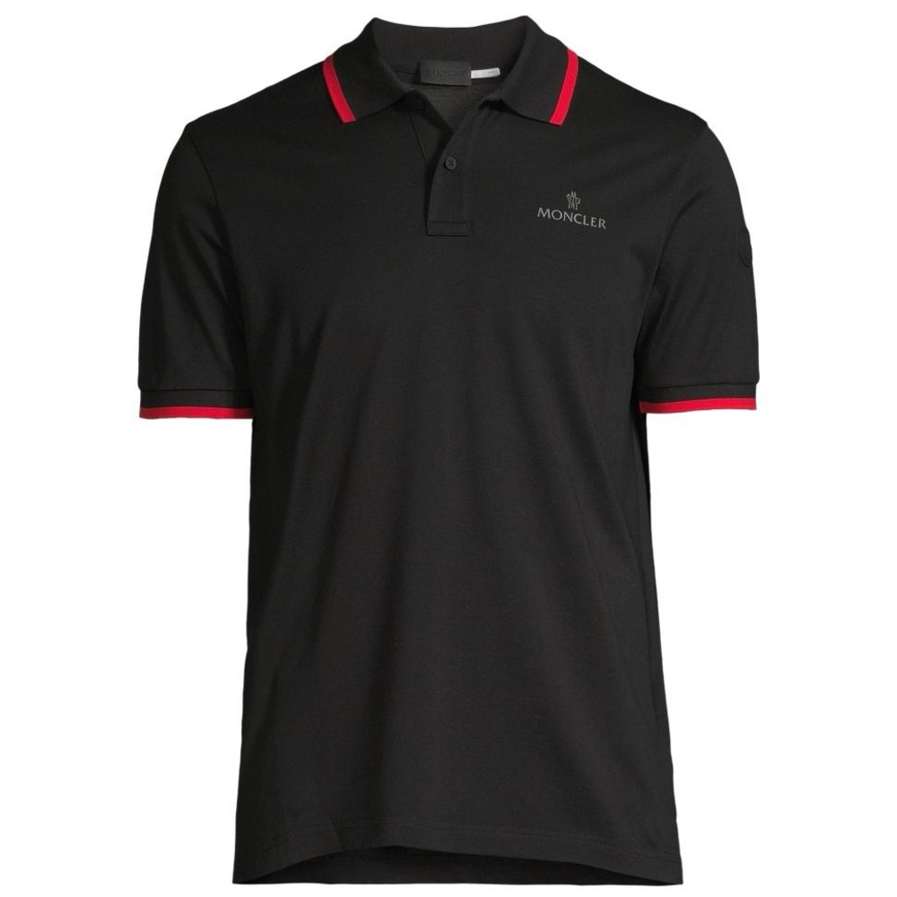 Moncler Polo Shirt in Black with Red Trim